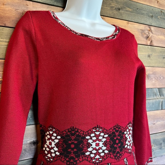 Red/Cranberry Sweater Dress | Taylor - Picture 2 of 5